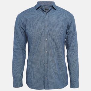 Z Zegna Blue Printed Cotton Button Front Shirt S