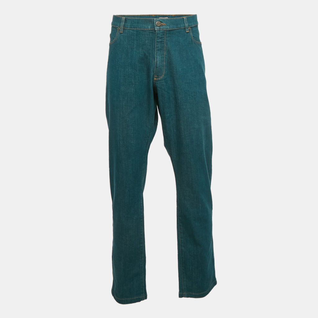 Z Zegna Teal Blue Denim Slim Fit Jeans 4XL Waist 44"