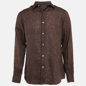 Z Zegna Brown Linen Comfortable Fit Shirt M