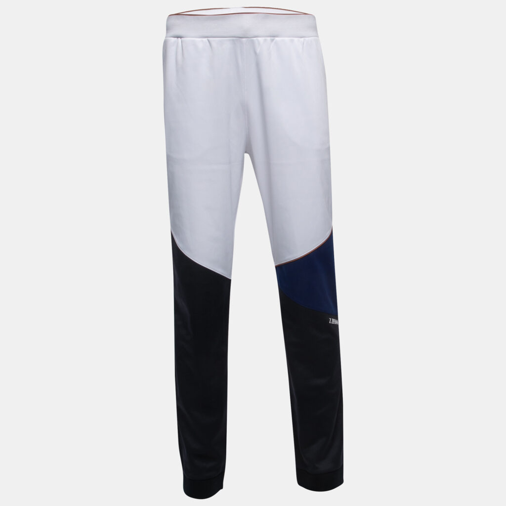 luxury-men-z-zegna-used-clothes-p872289-006 Z Zegna White/Navy Blue Logo Print Synthetic Joggers XL