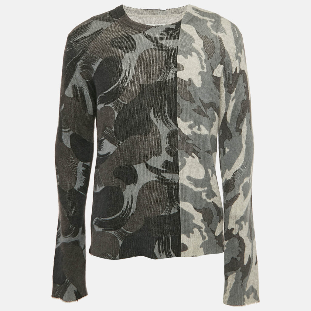 luxury-men-zadig-and-voltaire-new-clothes-p1125131-004 Zadig & Voltaire Grey Camouflage Print Cashmere Kennedy Bis Sweater L