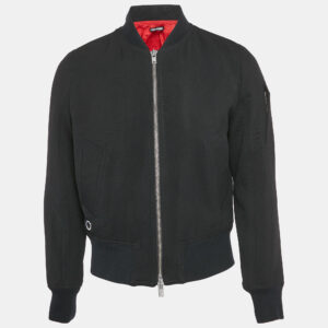 zadig & voltaire black gabardine wool blend zip-up bradley jacket s