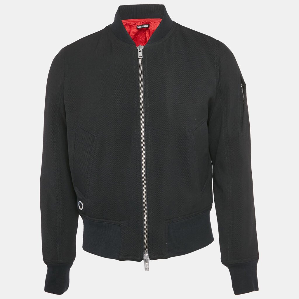 luxury-men-zadig-and-voltaire-new-clothes-p1125238-007.jpg Zadig & Voltaire Black Gabardine Wool Blend Zip-Up Bradley Jacket S