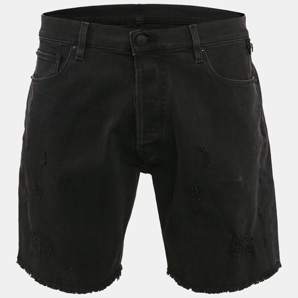 Zadig & Voltaire Black Distressed Denim Raw Edge Detail Shorts XL Waist 35"