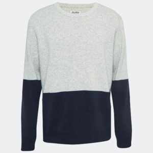 Zadig & Voltaire Grey/Navy Blue Wool Crew Neck Rod Jumper M
