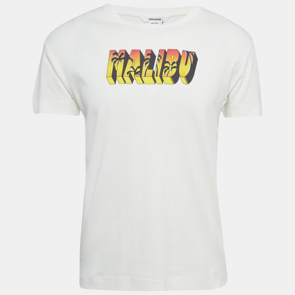 luxury-men-zadig-and-voltaire-used-clothes-p1041934-001 Zadig & Voltaire White Malibu Print Jersey Timor T-Shirt XS