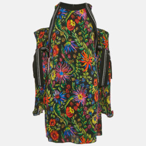3.1 Phillip Lim Black/Multicolor Floral Print Crepe Cold Shoulder Mini Dress M