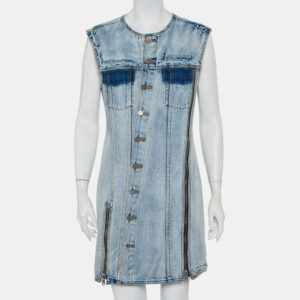 3.1 Phillip Lim Blue Light Wash Denim Asymmetric Button Front Sleeveless Mini Dress M