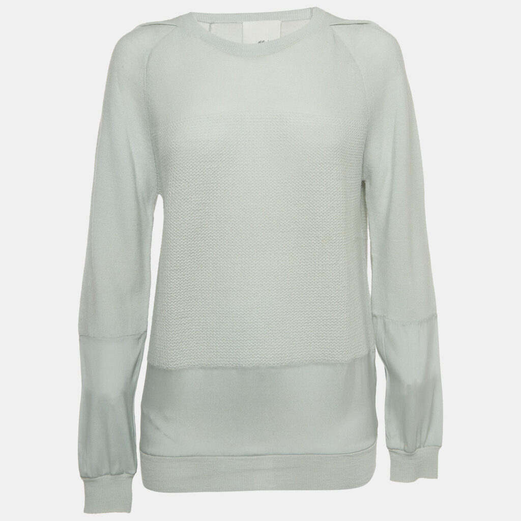 luxury-women-3-1-phillip-lim-used-clothes-p912056-002 3.1 Phillip Lim Blue Merino Wool Crew Neck Sweater S