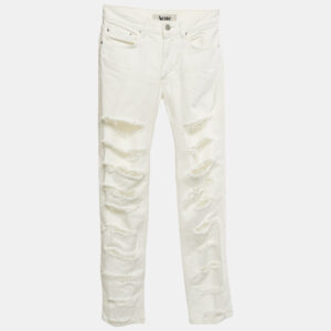Acne Studios White Denim Distressed Jeans S
