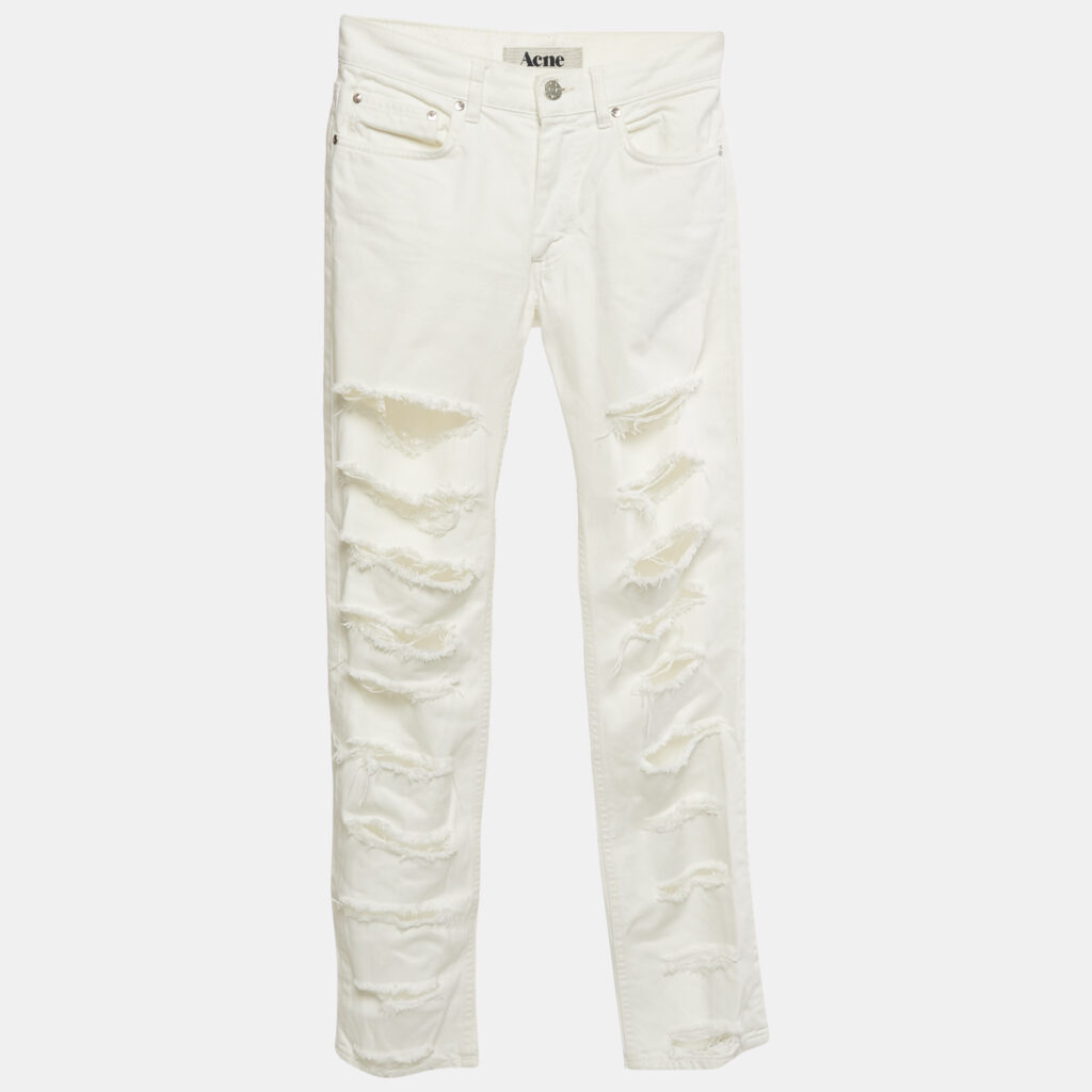 Acne Studios White Denim Distressed Jeans S