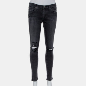 Adriano Goldschmied Dark Grey Denim Distressed Skinny Ankle Length Jeans M