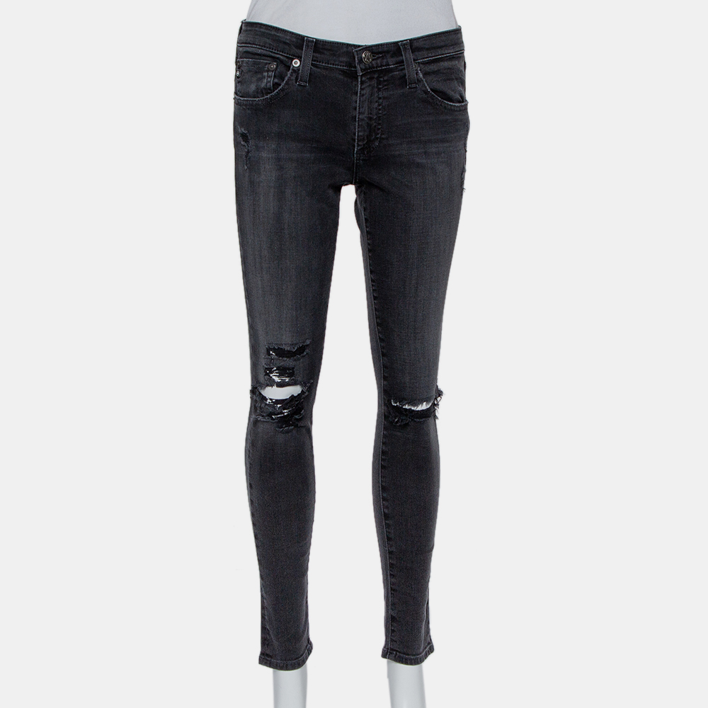 luxury-women-adriano-goldschmied-used-clothes-p437827-009 Adriano Goldschmied Dark Grey Denim Distressed Skinny Ankle Length Jeans M