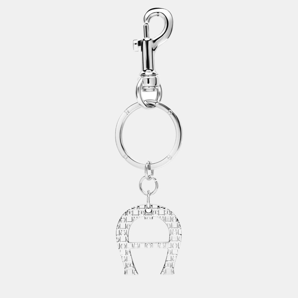 luxury-women-aigner-new-accessories-p887031-001 Aigner Silver shiny silver Metal Basics Keyring with Dadino Logo Silver Coloured
