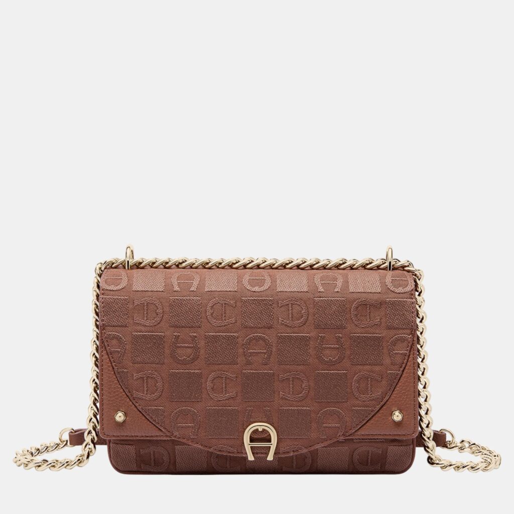 luxury-women-aigner-new-handbags-p886988-005 Aigner Demi Brown shiny light gold Metal Griffata Crossbody bag Demi Brown