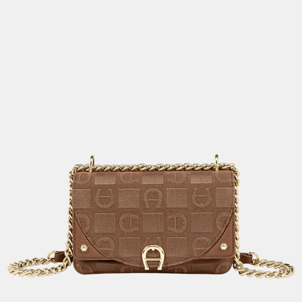 luxury-women-aigner-new-handbags-p886996-001 Aigner Demi Brown shiny light gold Metal Griffata Mini Bag Demi Brown