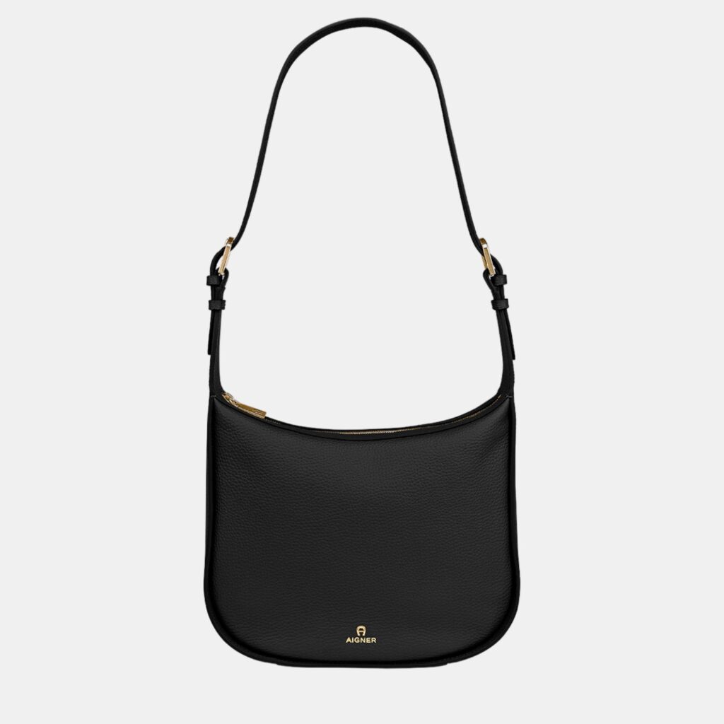 luxury-women-aigner-new-handbags-p886997-002 Aigner Black shiny light gold Metal Ivy Hobo Bag Black
