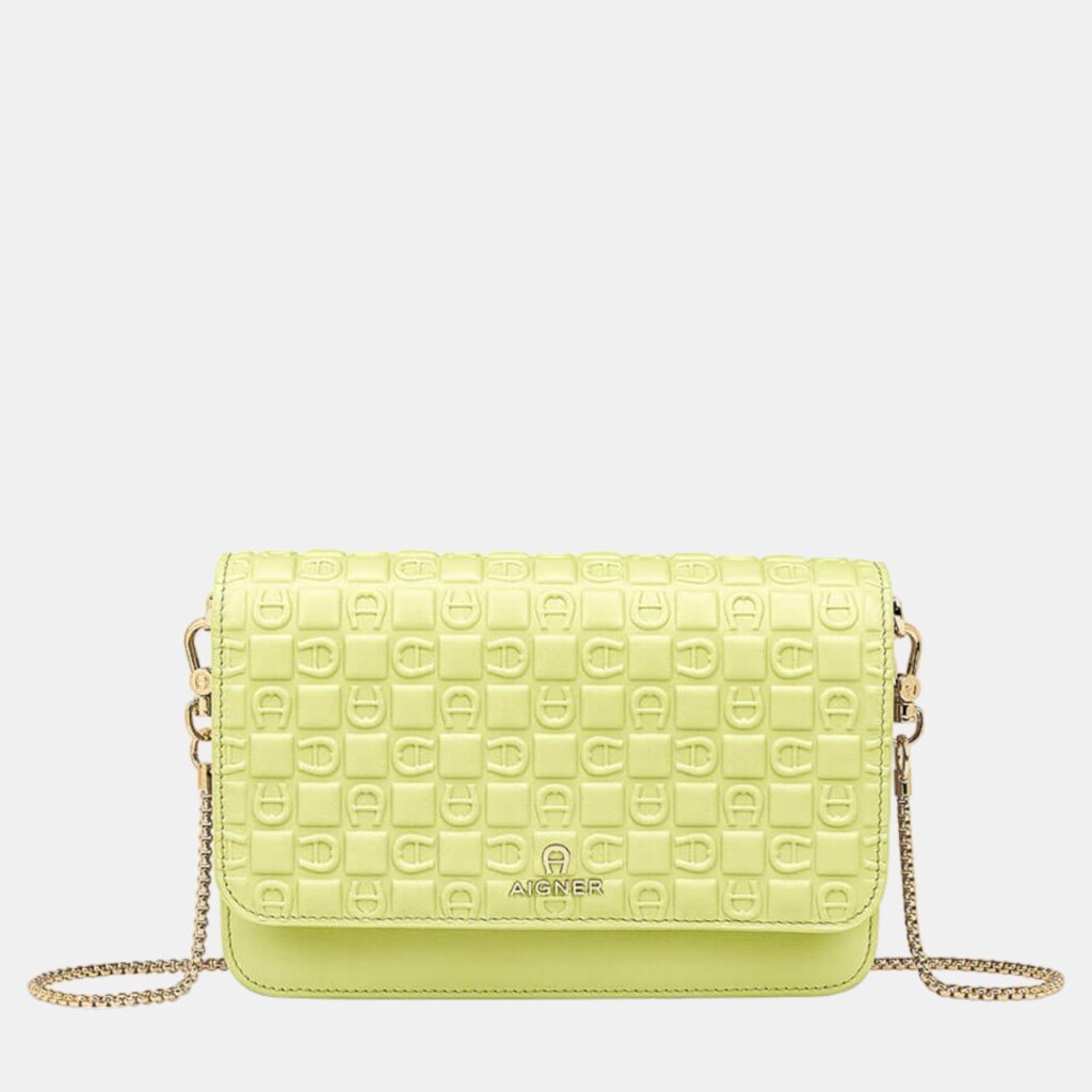 luxury-women-aigner-new-handbags-p887001-001 Aigner Fresh green shiny light gold Metal Fashion Wallet on Chain Fresh Green