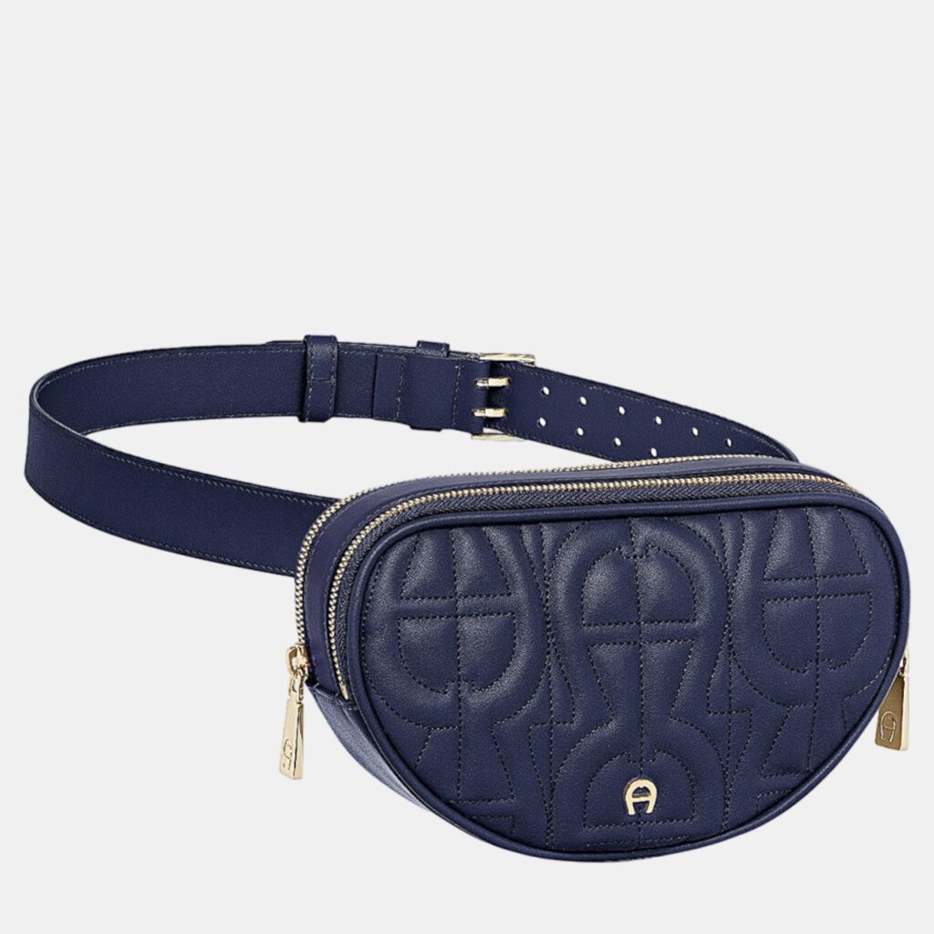 luxury-women-aigner-new-handbags-p887015-001 Aigner Deep blue shiny light gold Metal Diadora Deep blue Belt Bag S