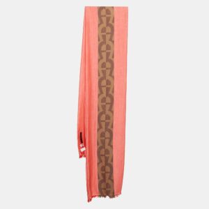 Aigner Red Monogram Stripe Cotton Stole