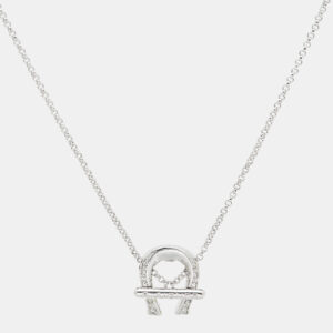 Aigner Logo Crystal Silver Tone Necklace