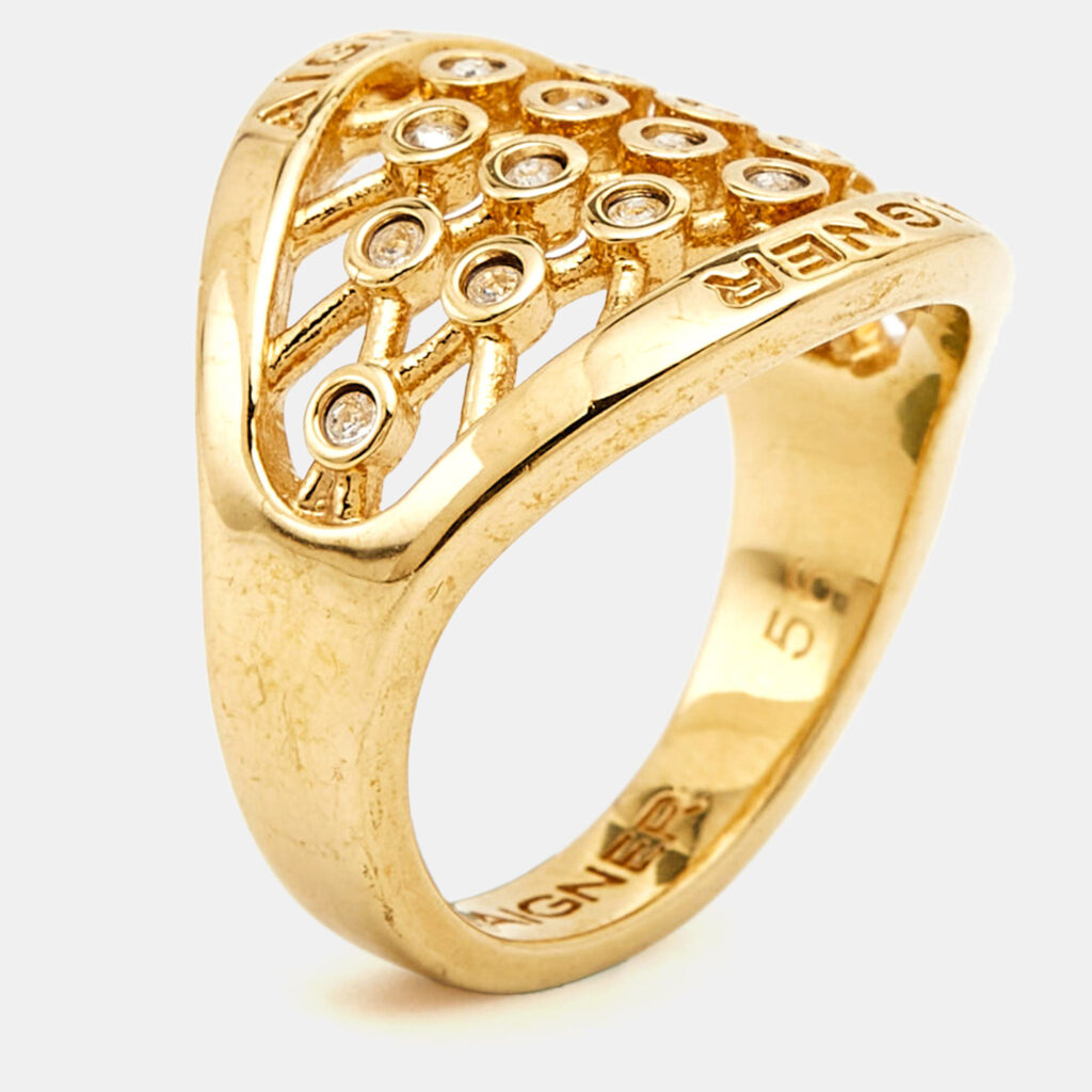 luxury-women-aigner-used-accessories-p1073615-004 Aigner Crystals Gold Tone Ring Size 56