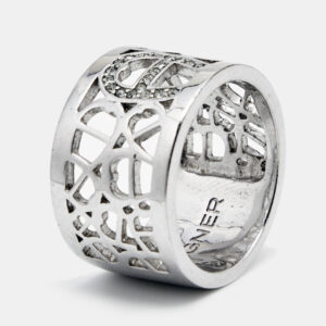 Aigner Crystals SIlver Tone Ring Size 58