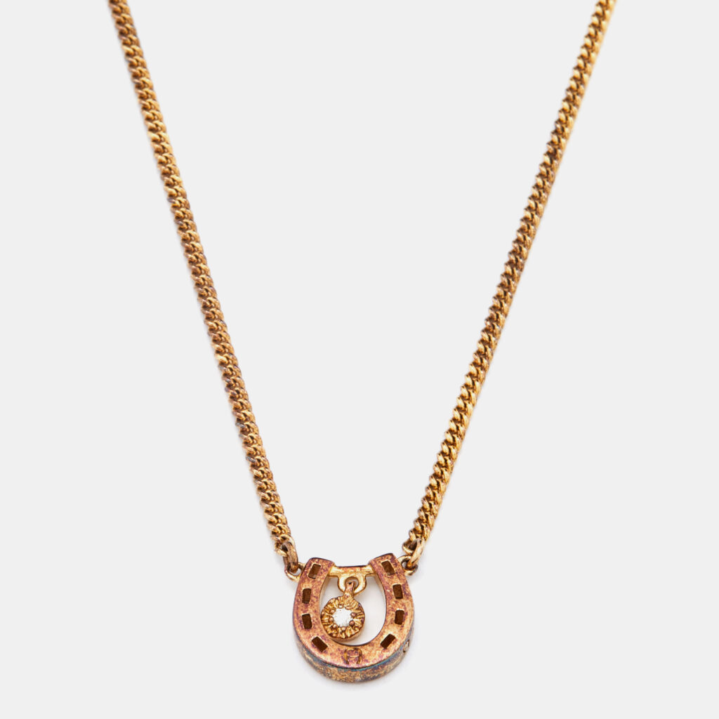 luxury-women-aigner-used-accessories-p812776-004 Aigner Gold Tone Sterling Silver Horseshoe Pendant Necklace