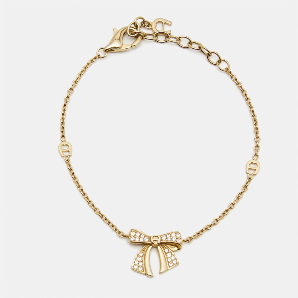 Aigner Bow Crystals Gold Tone Bracelet