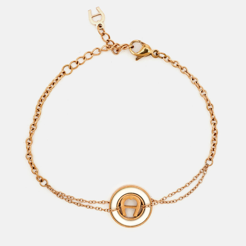 luxury-women-aigner-used-accessories-p978368-005 Aigner Bella Mother of Pearl Gold Tone Bracelet
