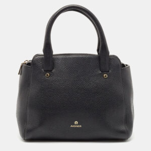 Aigner Black Grained Leather Cybill Tote
