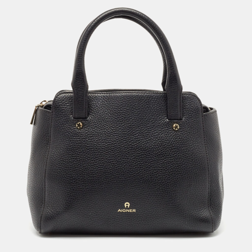 luxury-women-aigner-used-handbags-p1095380-014 Aigner Black Grained Leather Cybill Tote
