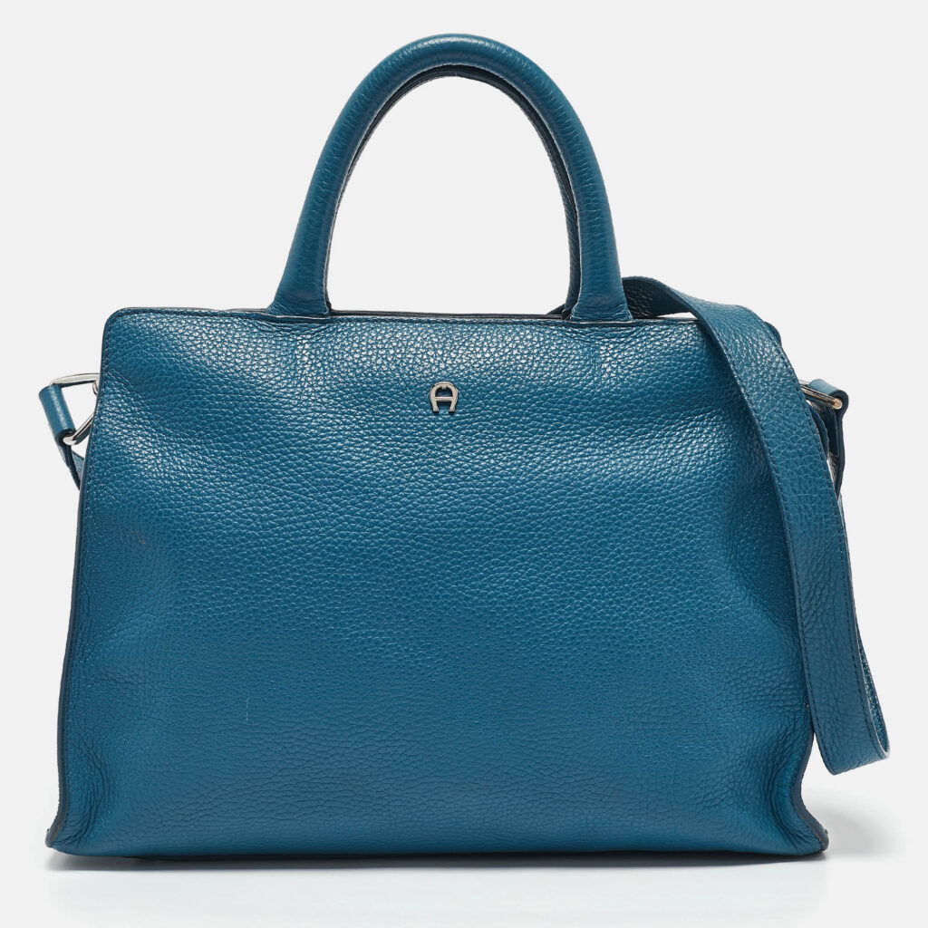 luxury-women-aigner-used-handbags-p1121251-016 Aigner Blue Leather Cybill Tote