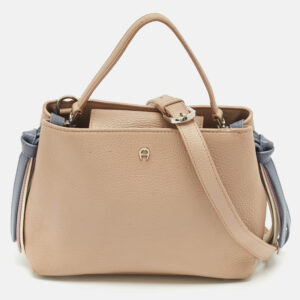 aigner beige leather top handle bag