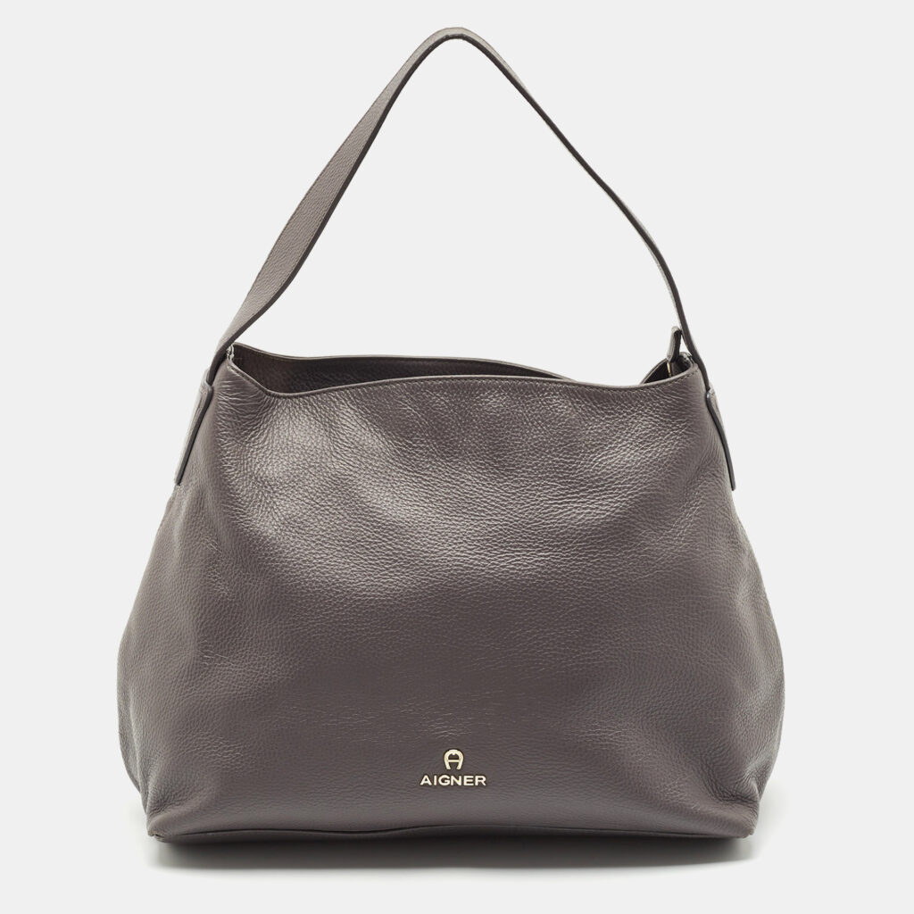 luxury-women-aigner-used-handbags-p1148917-001.jpg Aigner Grey Leather Zip Hobo