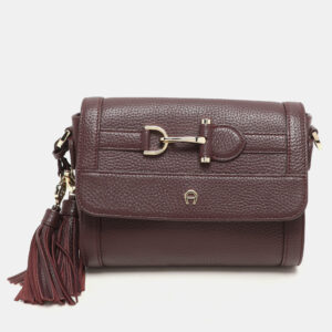 Aigner Burgundy Leather Cavallina Crossbody Bag
