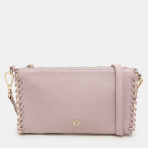 Aigner Lilac Leather Top Zip Shoulder Bag