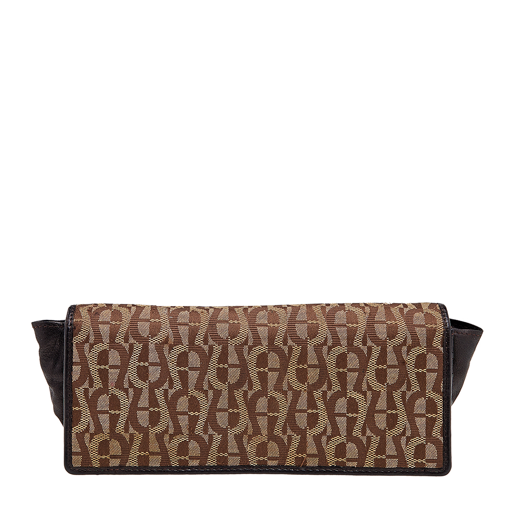 luxury-women-aigner-used-handbags-p564224-007-1 Aigner Beige/Brown Signature Canvas and Leather Flap Continental Wallet