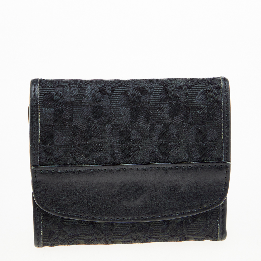 luxury-women-aigner-used-handbags-p599821-009-2 Aigner Black Signature Canvas and Leather Trifold Wallet