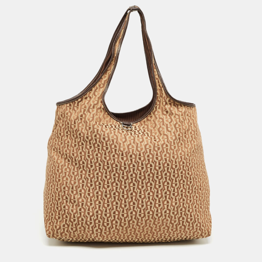 luxury-women-aigner-used-handbags-p935738-015 Aigner Brown Signature Canvas Travel Tote