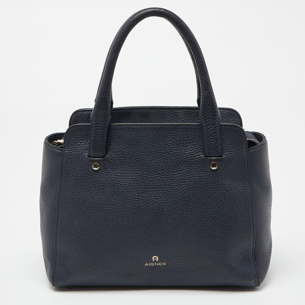 luxury-women-aigner-used-handbags-p995318-007 Aigner Blue Grained Leather Cybill Tote