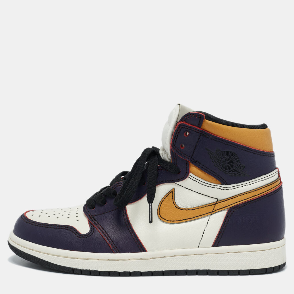 luxury-women-air-jordans-used-shoes-p1127288-001 Jordan Multicolor Leather 1 Retro High Defiant SB Sneakers Size 40.5