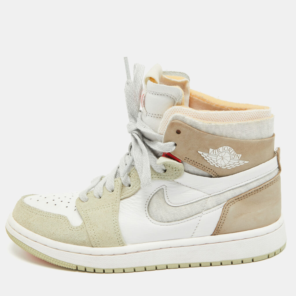 luxury-women-air-jordans-used-shoes-p954582-001 Air Jordans Multicolor Leather Jordan 1 High Zoom Air CMFT Olive Aura Sneakers Size 36