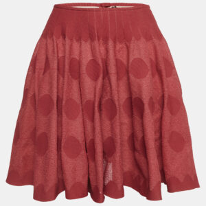 Alaia Red Patterned Knit Mini Skirt M