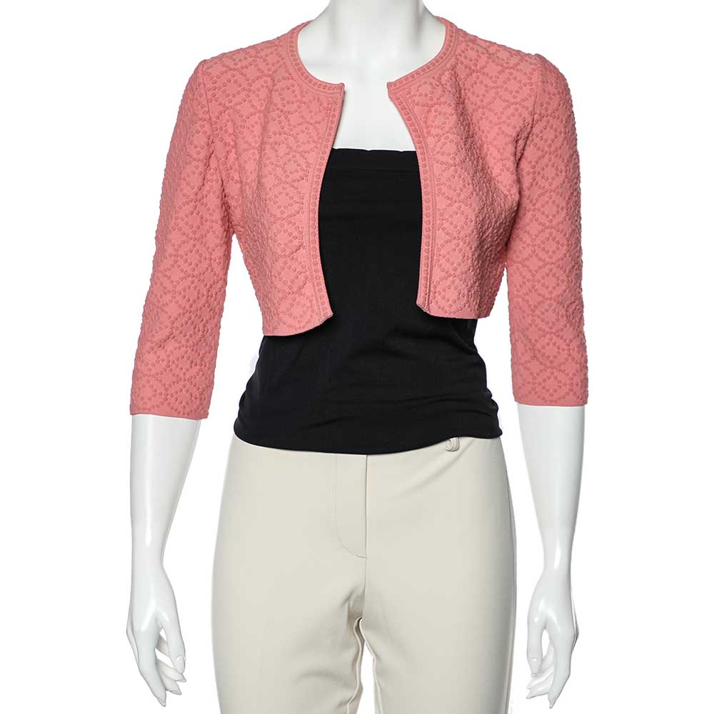 luxury-women-alaia-used-clothes-p594045-002-2 Alaia Pink Patterned Knit Cropped Shrug M