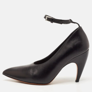 Alaia Black Leather Pointed Toe Ankle Strap Pumps Size 38
