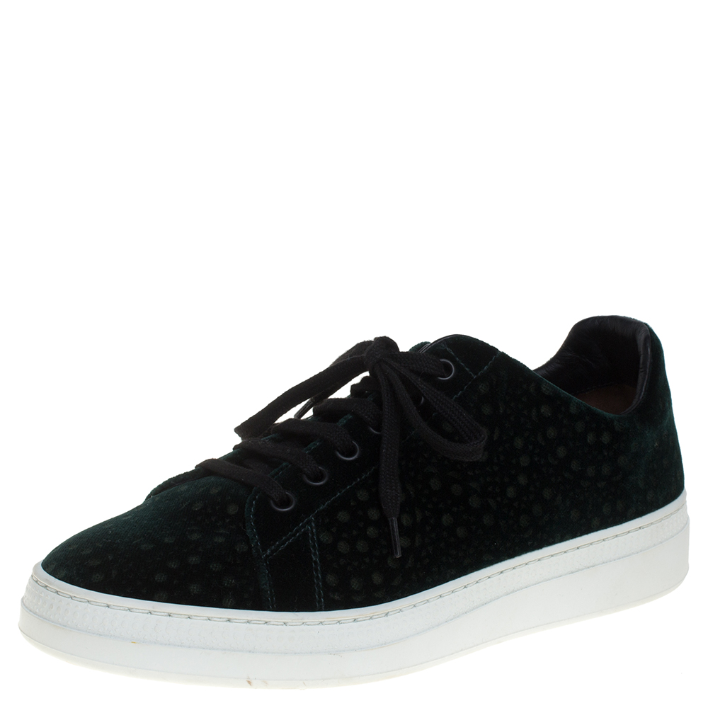 luxury-women-alaia-used-shoes-p387616-004 Alaia Green Laser Print Velvet Low Top Sneakers Size 39