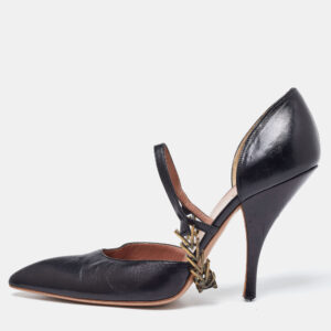 Alaia Black Leather Metal Detail D'Orsay Pumps Size 38