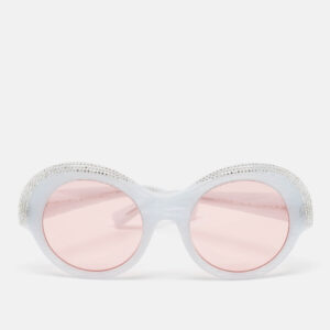 Alain Mikli x Alexandre Vauthier Light Blur/Pink Roselyn Crystals Round Sunglasses