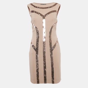 Alberta Ferretti Pink Embellished Crepe Sleeveless Mini Dress M